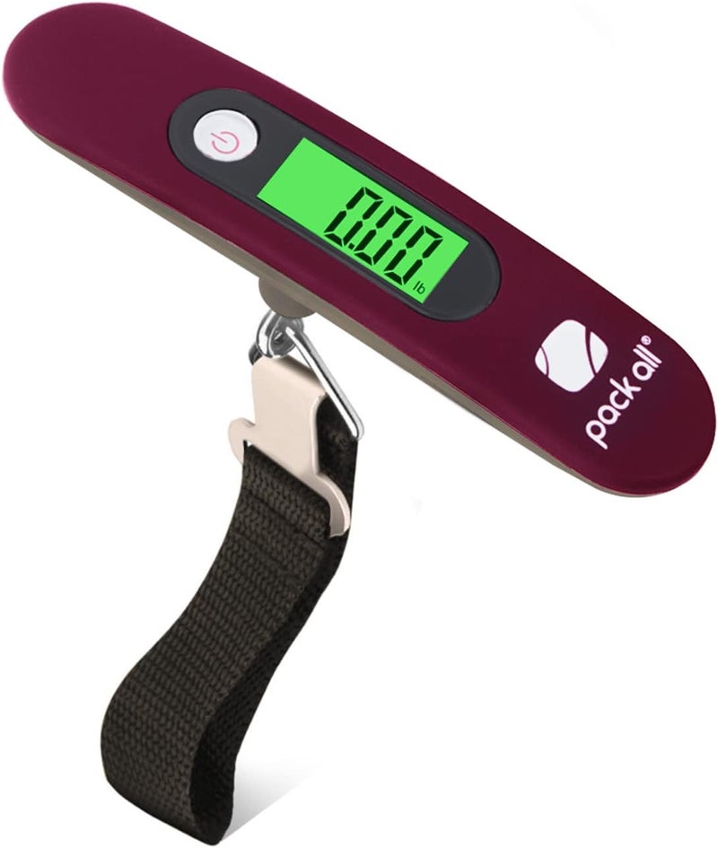 pack all 110 Lbs Luggage Scale, Digital Handheld Luggage Scale, Baggage Scale, Travel Weight Scale for Luggage with Backlit LCD Display, Battery Included, Red - Image 1